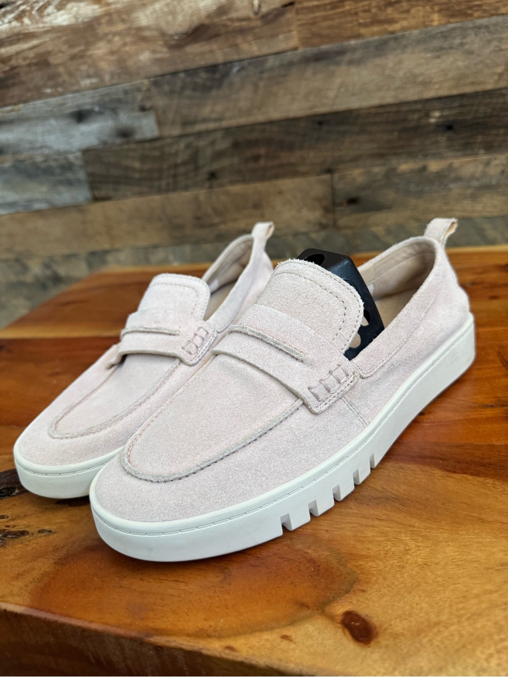 Vionic Chantel Blush Suede Penny Loafer Orthotic Driving Flat Sz 9.5 EUC